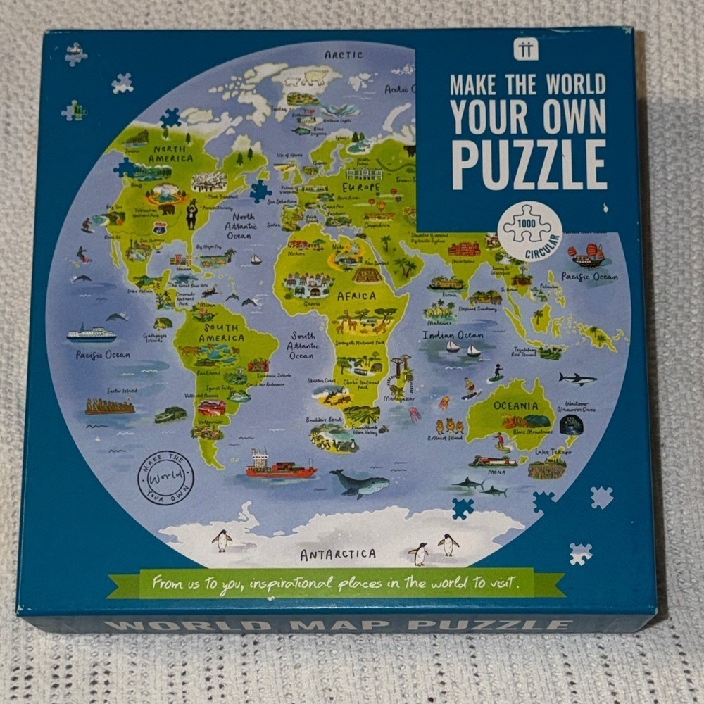 Talking Tables Circular World Map Puzzle 1000 Piece Round Jigsaw 26.7 Inch 68cm